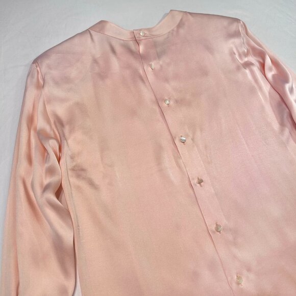 CHANEL Vintage Pleated Button Up Blouse in Pale Pink Silk - Picture 5 of 11
